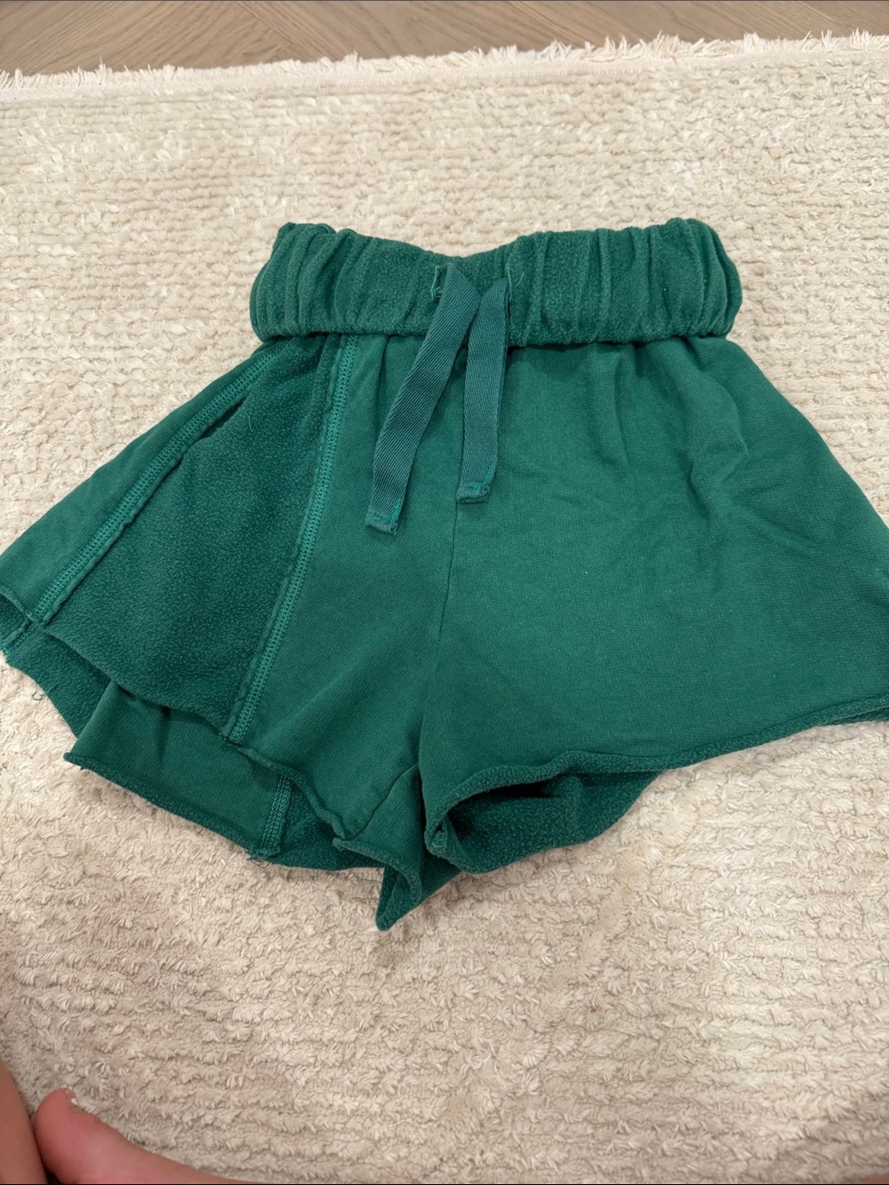 Women's Green Elastic-Waist Lounge Shorts